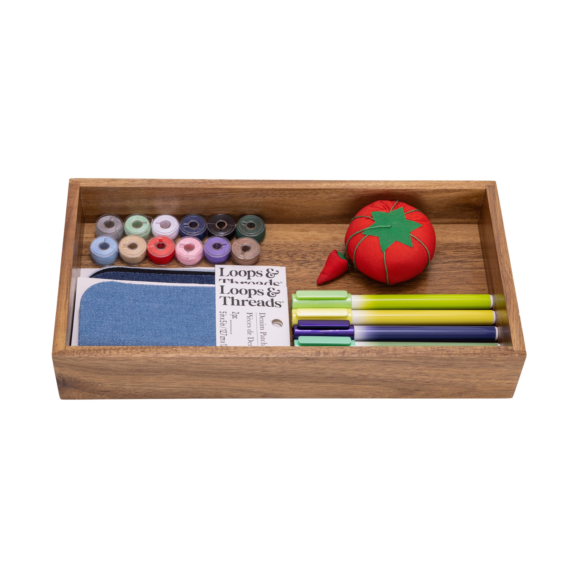 Seville Classics 12" x 6" x 2" Acacia Drawer Organizer